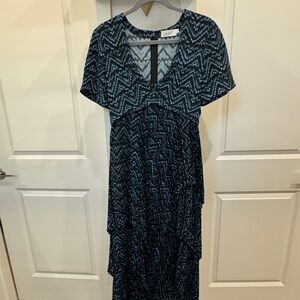 A.L.C. Women's Black and Blue Zigzag Maxi Dress